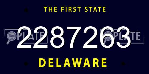 2287263 Delaware License Plate