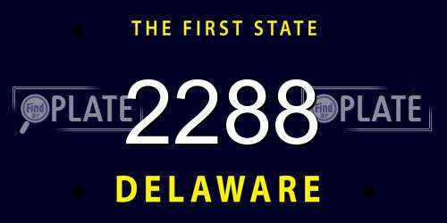 2288 Delaware License Plate