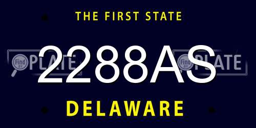 2288AS Delaware License Plate