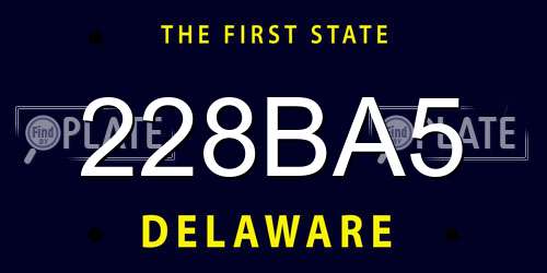 228BA5 Delaware License Plate