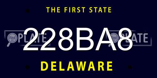 228BA8 Delaware License Plate
