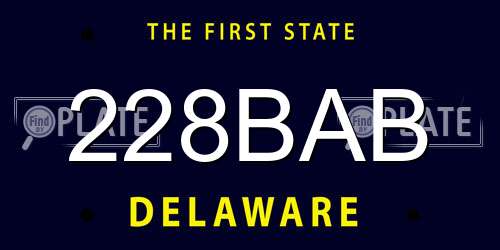 228BAB Delaware License Plate
