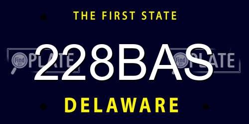 228BAS Delaware License Plate
