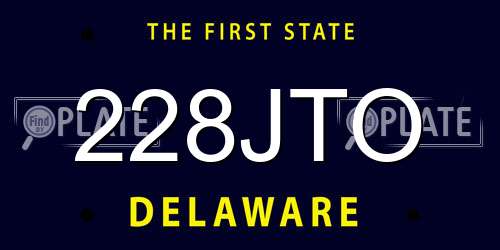 228JTO Delaware License Plate