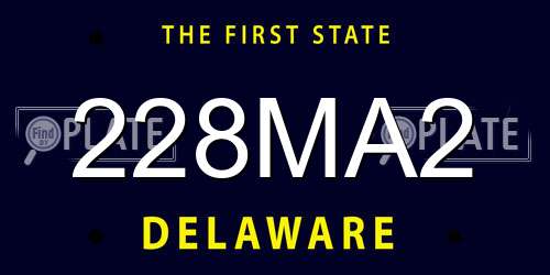 228MA2 Delaware License Plate