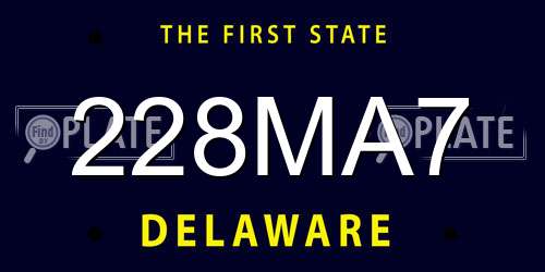 228MA7 Delaware License Plate