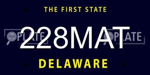 228MAT Delaware License Plate