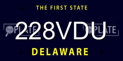 228VDU Delaware License Plate