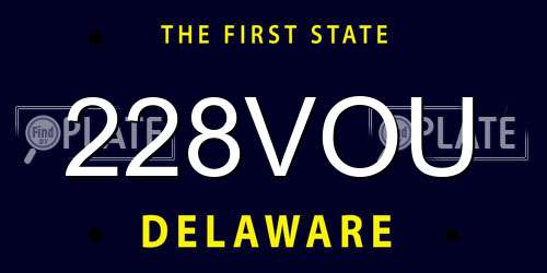 228VOU Delaware License Plate