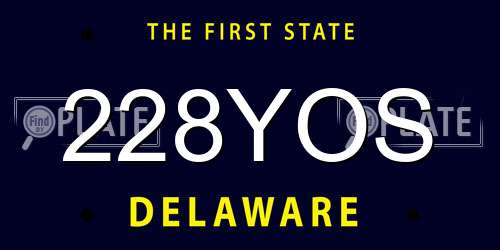 228YOS Delaware License Plate