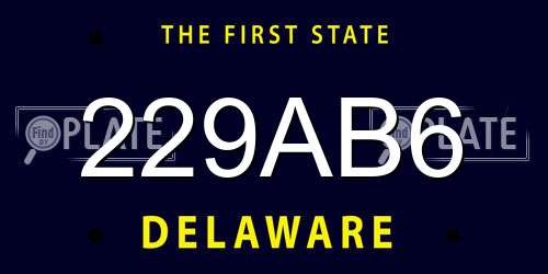 229AB6 Delaware License Plate
