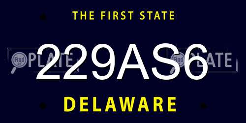 229AS6 Delaware License Plate