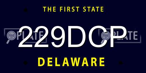 229DCP Delaware License Plate