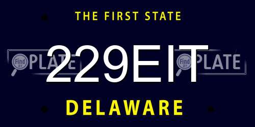 229EIT Delaware License Plate