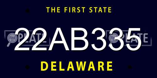 22AB335 Delaware License Plate
