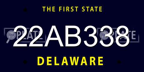 22AB338 Delaware License Plate
