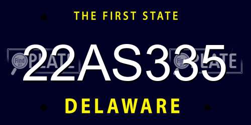 22AS335 Delaware License Plate