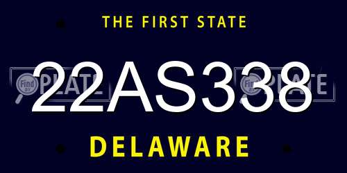22AS338 Delaware License Plate
