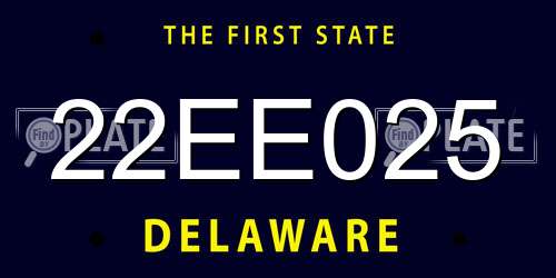 22EE025 Delaware License Plate