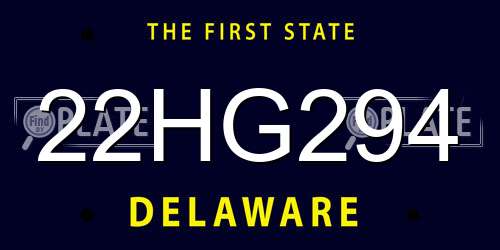 22HG294 Delaware License Plate