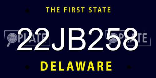 22JB258 Delaware License Plate
