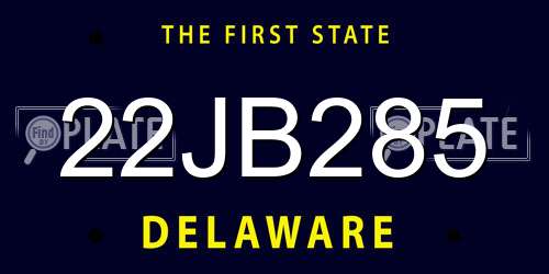 22JB285 Delaware License Plate
