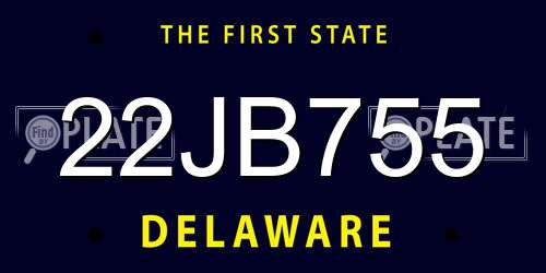 22JB755 Delaware License Plate