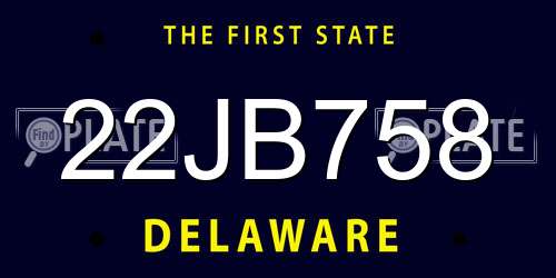 22JB758 Delaware License Plate