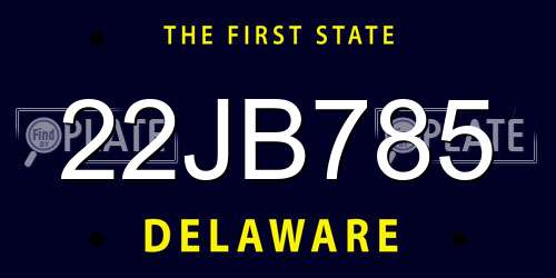22JB785 Delaware License Plate