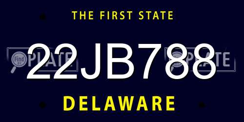 22JB788 Delaware License Plate