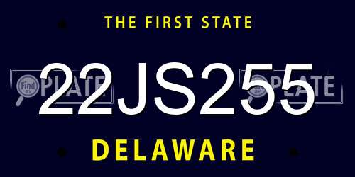 22JS255 Delaware License Plate