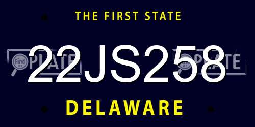 22JS258 Delaware License Plate