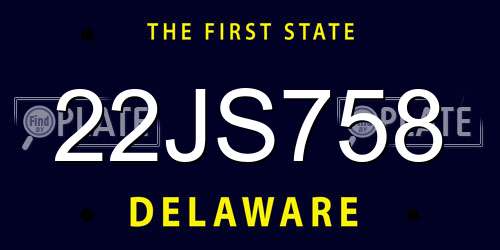 22JS758 Delaware License Plate