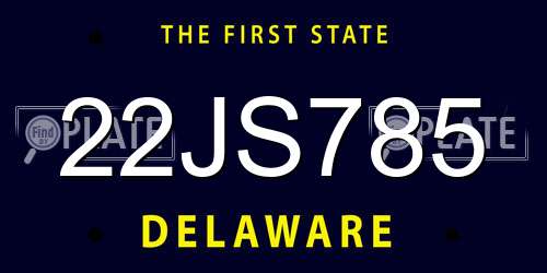 22JS785 Delaware License Plate