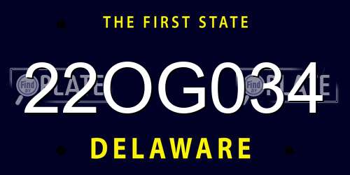 22OG034 Delaware License Plate