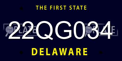 22QG034 Delaware License Plate
