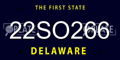 22SO266 Delaware License Plate
