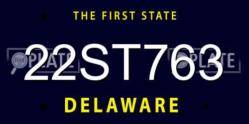 22ST763 Delaware License Plate