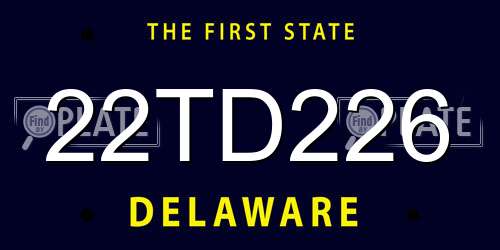 22TD226 Delaware License Plate