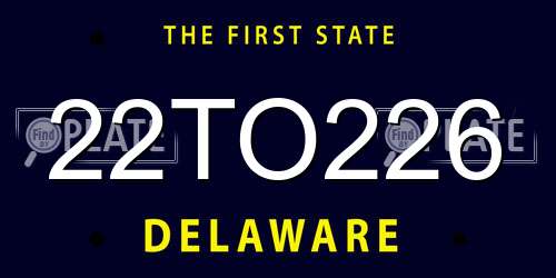 22TO226 Delaware License Plate