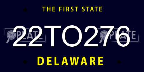 22TO276 Delaware License Plate