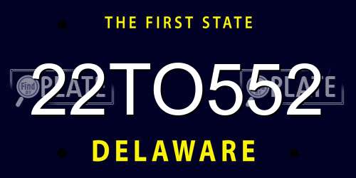 22TO552 Delaware License Plate