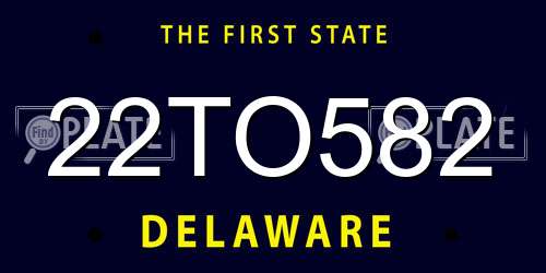 22TO582 Delaware License Plate