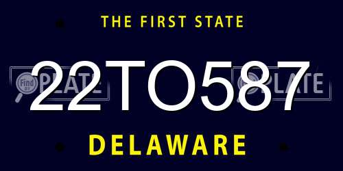 22TO587 Delaware License Plate