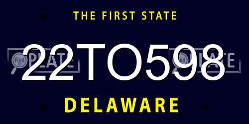 22TO598 Delaware License Plate