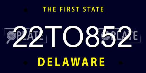 22TO852 Delaware License Plate