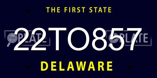 22TO857 Delaware License Plate