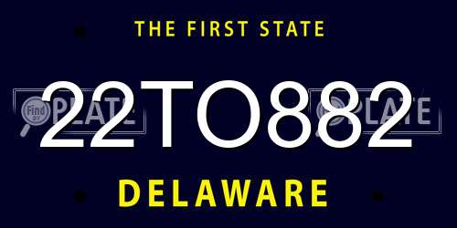 22TO882 Delaware License Plate