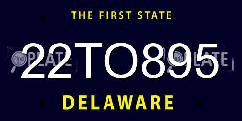 22TO895 Delaware License Plate