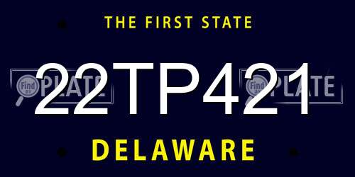 22TP421 Delaware License Plate